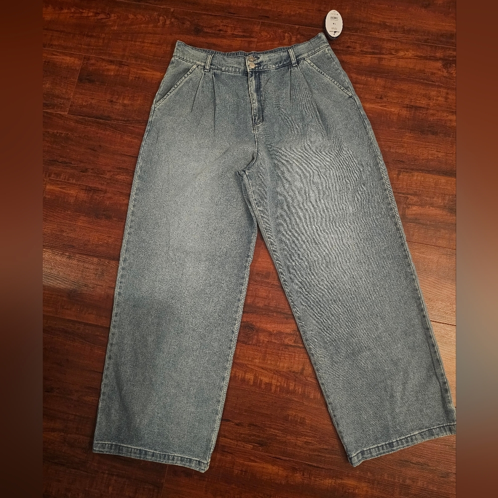 Scoop Wide Leg Casual Blue Denim Jeans